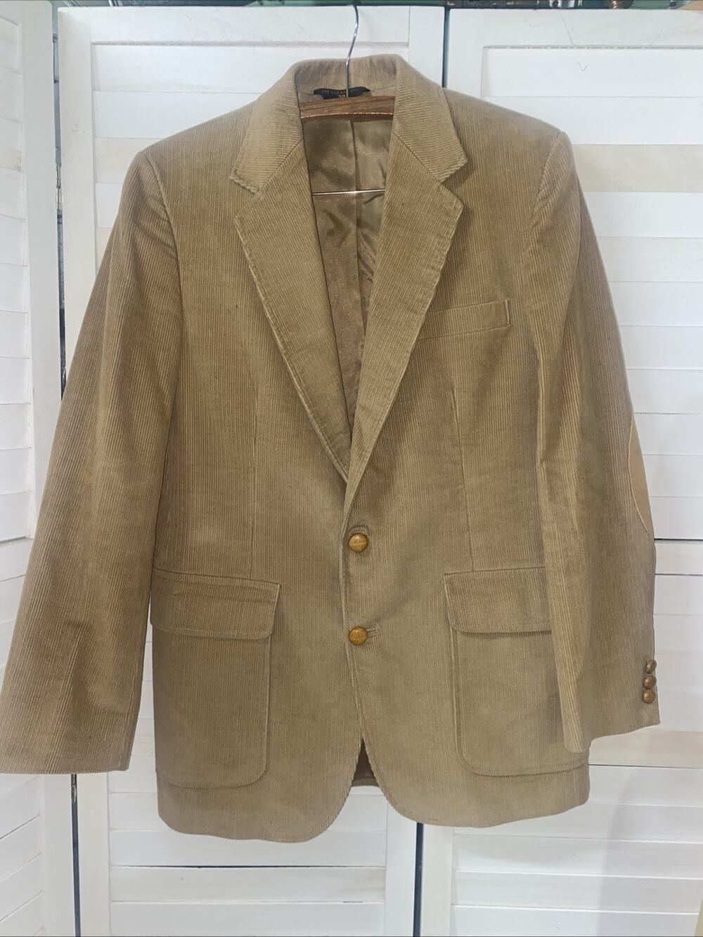 VTG Haggar Khaki 38 Corduroy Men’s Blazer Suit Jacket Sport Coat Elbow Patches